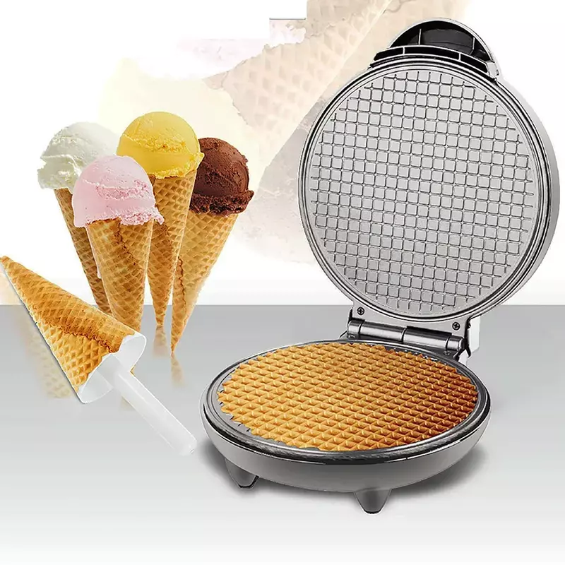 Non-stick Coating Electric Egg Roll Maker Omelet Sandwich Iron Crepe Baking Pan Waffle Pancake Oven DIY Ice Cream Cone Machine