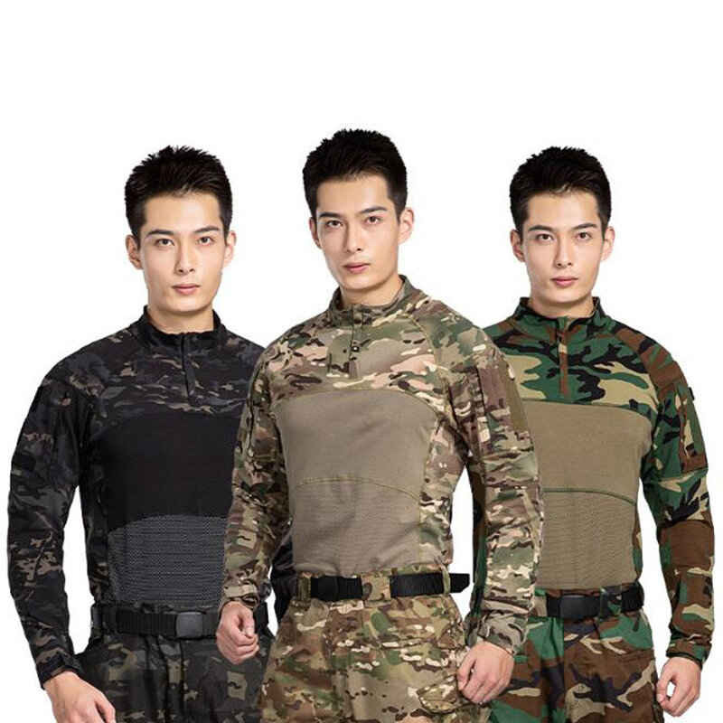 Męskie koszule bojowe sprawdzone odzież taktyczna mundur wojskowy kamuflaż CP Airsoft kombinezon wojskowy oddychający strój roboczy