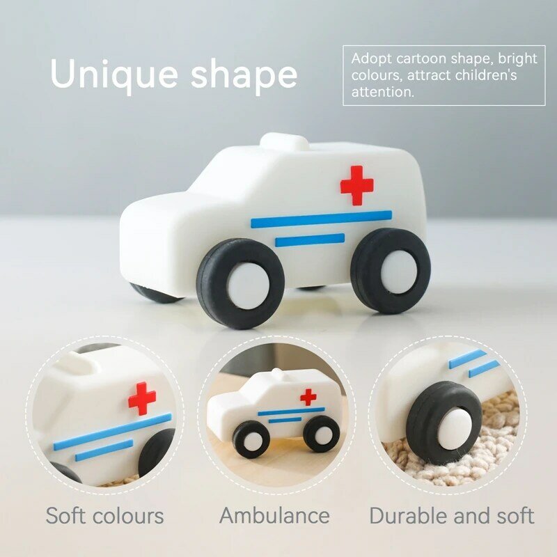 Silikon Auto Baby 0-12 Monate Spielzeug Krankenwagen LKW für Babys Lebensmittel qualität Silikon pädagogische Säuglinge Entwicklung Neugeborenen Geschenk