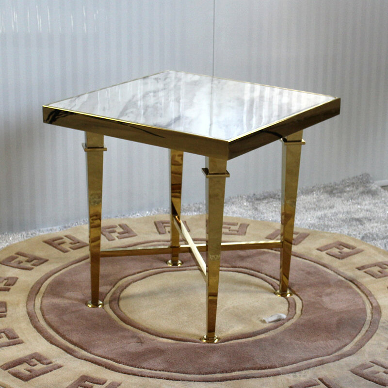 럭셔리 거실 커피 테이블, 가구 독창성 샤인 골드 스테인레스 스틸 프레임 대리석 탑 커피 테이블 거실