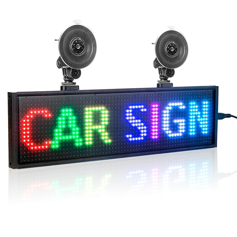 P5 12V RGB pełny kolor Billboard LED cyfrowe ruchome komunikaty z przewijaniem doprowadziły znak samochodowy tablicy do aplikacji tylnej szyby samochodu programowalnej