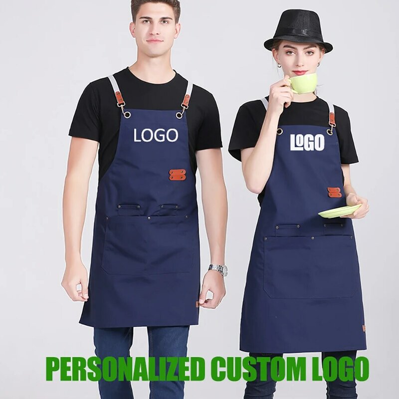 Grembiule Logo personalizzato tassa per la stampa Logo grembiule da cucina Chef lavoro BBQ ristorante Bar caffè parrucchiere negozio di animali mantello cameriere bavaglino