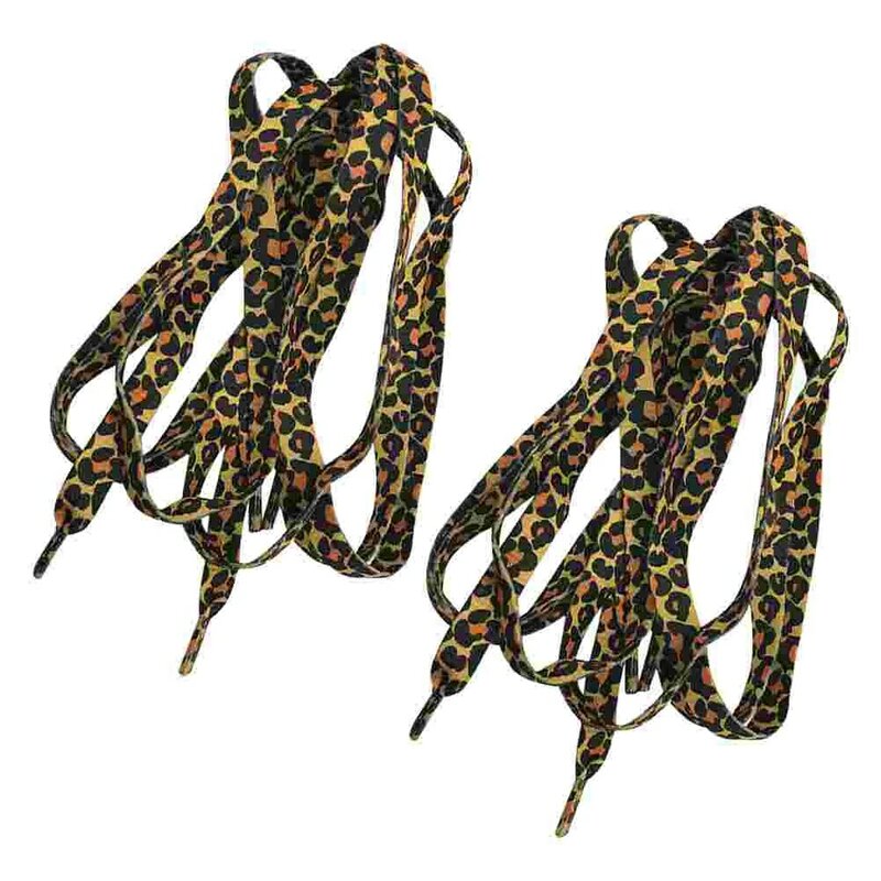 2Pair Classic Flat Running Shoes Creative Shoe Ties Accessories (Leopard)