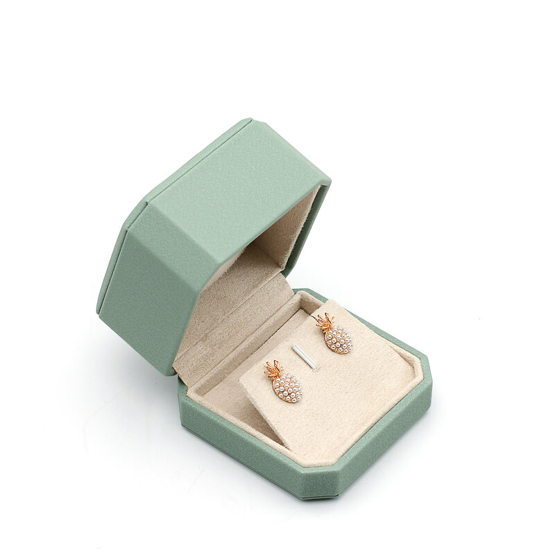 กล่องของขวัญเครื่องประดับแนวแปดเหลี่ยมสำหรับผู้หญิงสไตล์วินเทจสร้อยคอแข็งต่างหูแหวนเครื่องประดับ