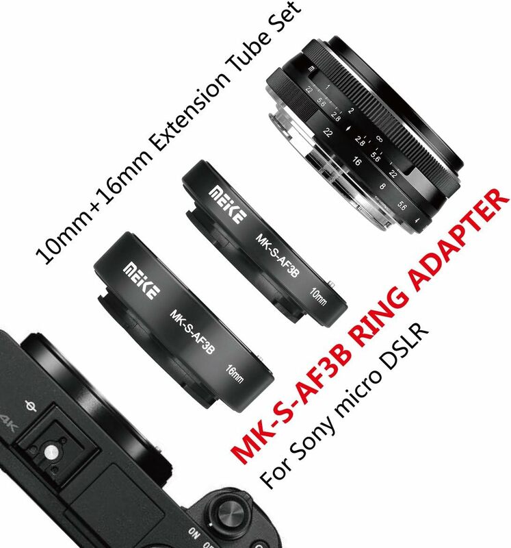 Tubo de extensão macro Meike-MK-S-AF3B AF, baioneta de plástico, 10mm + 16mm, para Sony E-mount A6600, A6500, A6400, A6300, A7, A7II, NEX7.