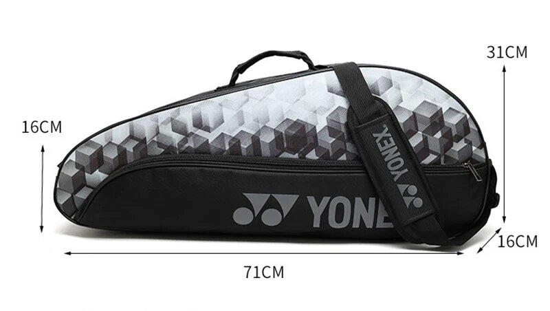 Yonex tas Badminton asli, memungkinkan 3 raket dan menawarkan ruang penyimpanan yang cukup untuk aksesoris olahraga