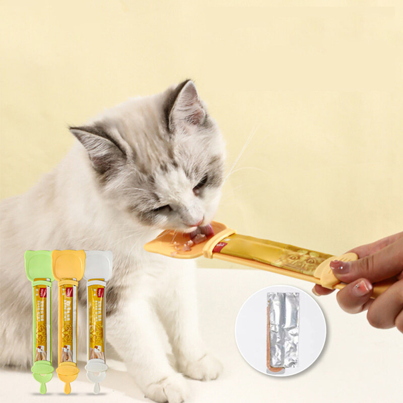 Cat Food Squeezing Feeding Spoon With Sliding Extruder For Squeezing Liquid Food Easy Cat Food Feeding Spoon