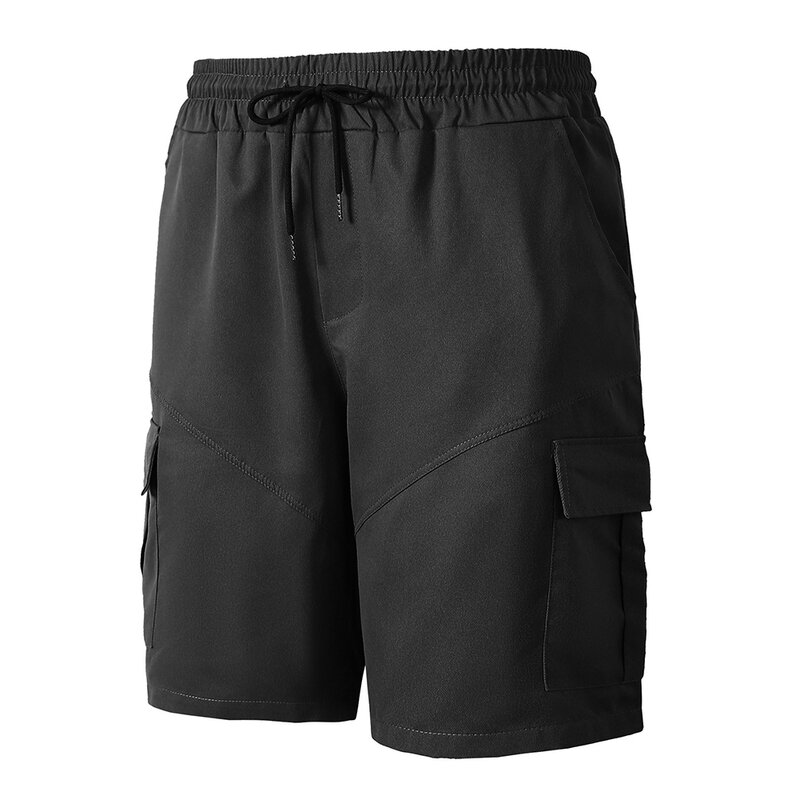Pantalones cortos holgados para hombre, Shorts cómodos a la moda, con cintura de Color sólido, informales y cómodos