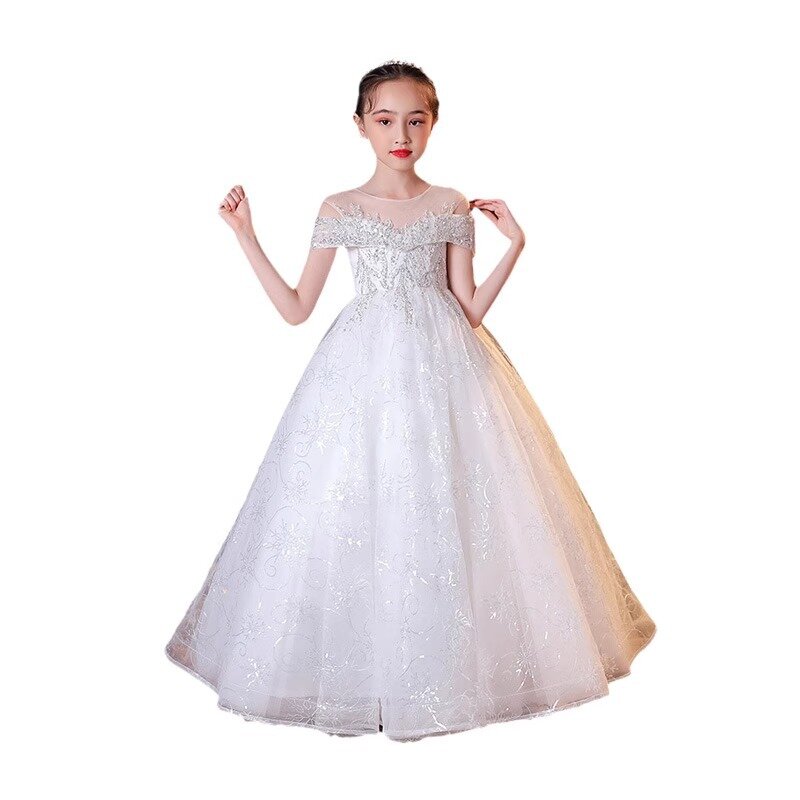 فستان أميرات منفوش للأطفال ، فتاة مزهرة راقية ، فستان زفاف للبنات ، مدرج ، مدرج ، عرض بيانو