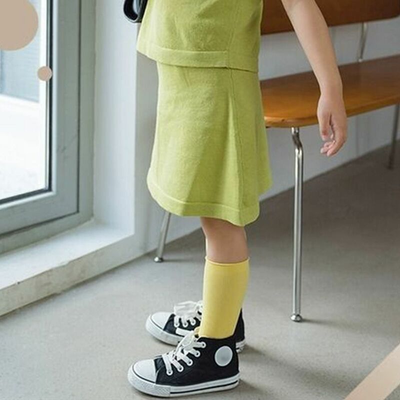 Meias infantis ultra finas e respiráveis, meias de pilha estilo preppy, meias de bebê, estilo coreano, doce e fofo, cor sólida