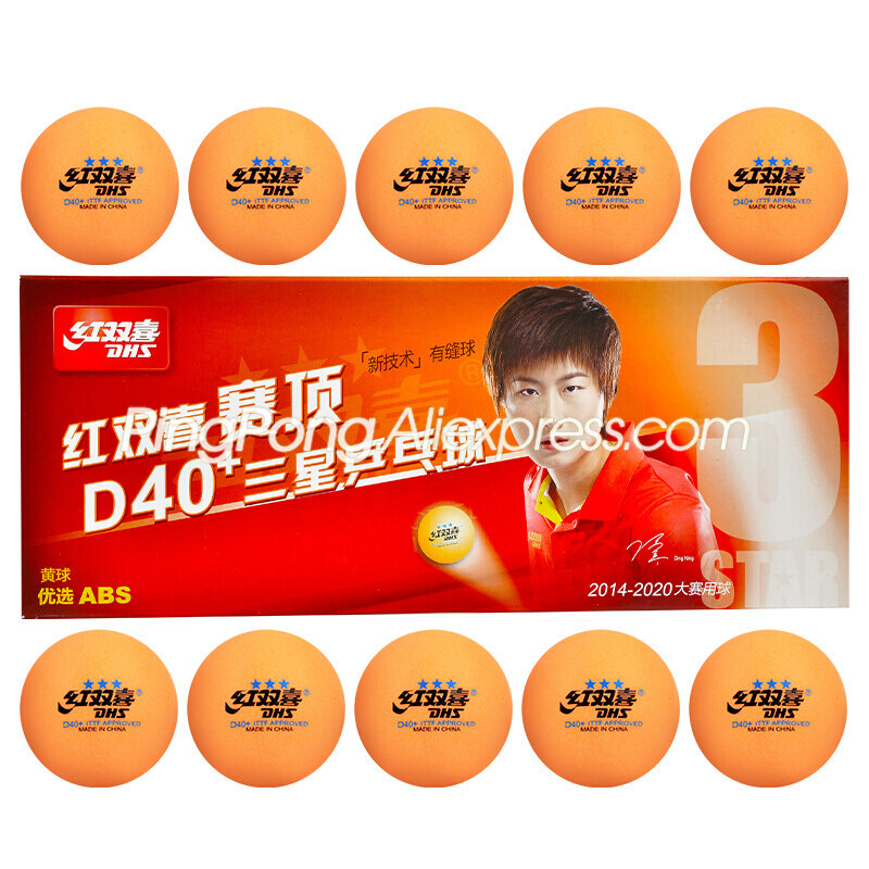 DHS-pelota de tenis de mesa de 3 estrellas, D40 + plástico naranja Poly Original DHS, bolas de Ping Pong amarillas