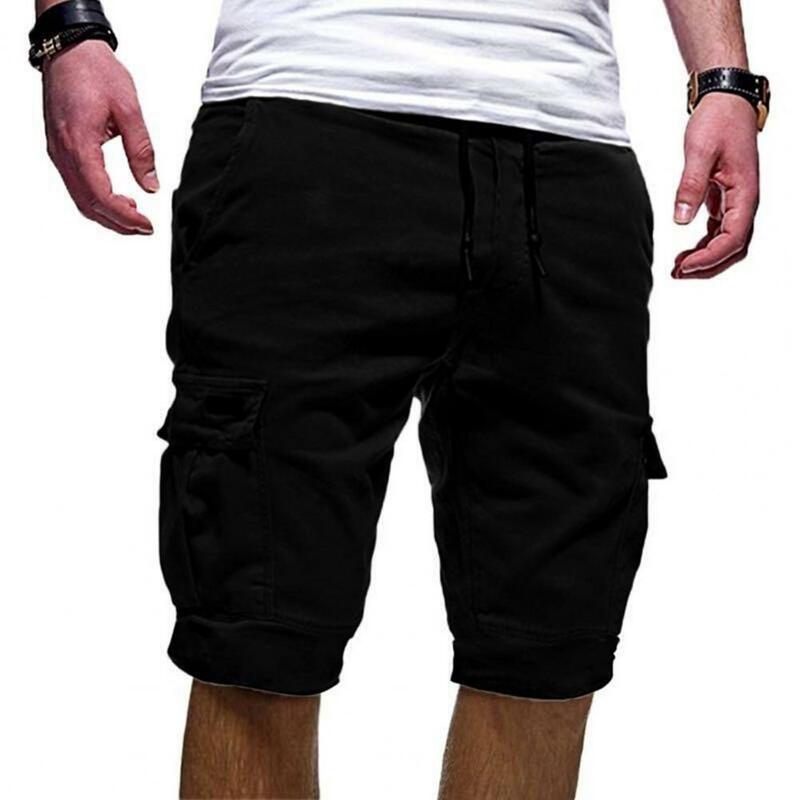 Pantaloncini Cargo sportivi da uomo estivi Casual tinta unita Multi tasche da uomo pantaloncini Fitness Cargo con coulisse larghi pantalones cortos