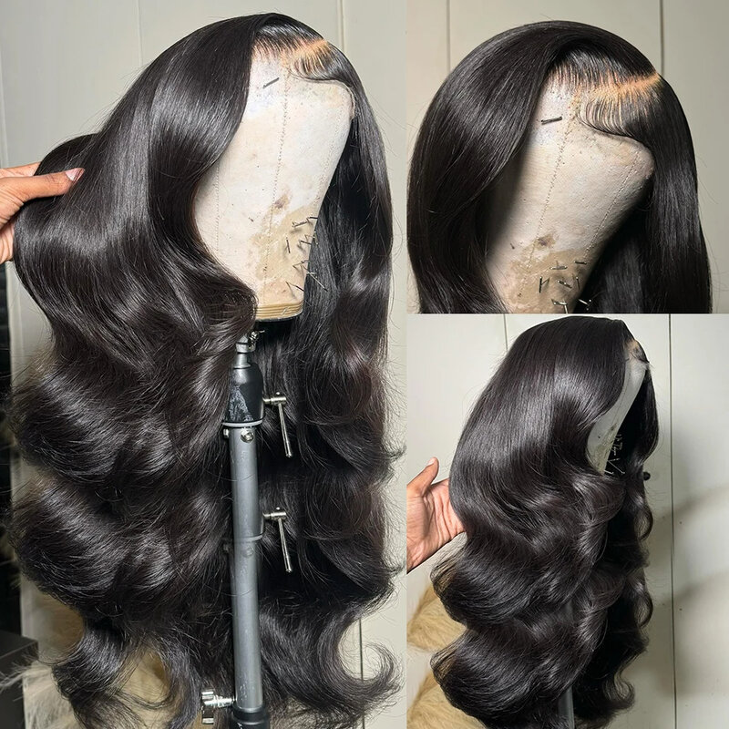 13x4 koronkowe peruki z ludzkich włosów dla kobiet 32 Cal brazylijskie koronkowa fala peruka Front wstępnie oskubane włosy z perukami