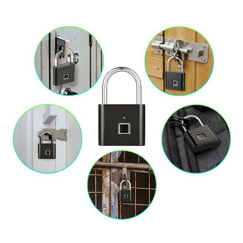 SY11 Cadeado Biométrico de Impressão Digital, Keyless Metal Lock, Thumbprint Lock, USB, Fit para Ginásio, Esportes, Escola, Employee Locker, Cerca, Mala