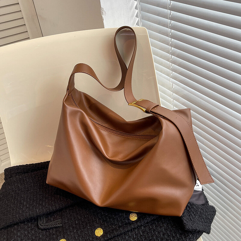 Modne torby damskie dojeżdżające do pracy w jednolitym kolorze, prosta uniwersalna pojemna torba Tote Bag miękka torba Crossbody torba na książki studencka