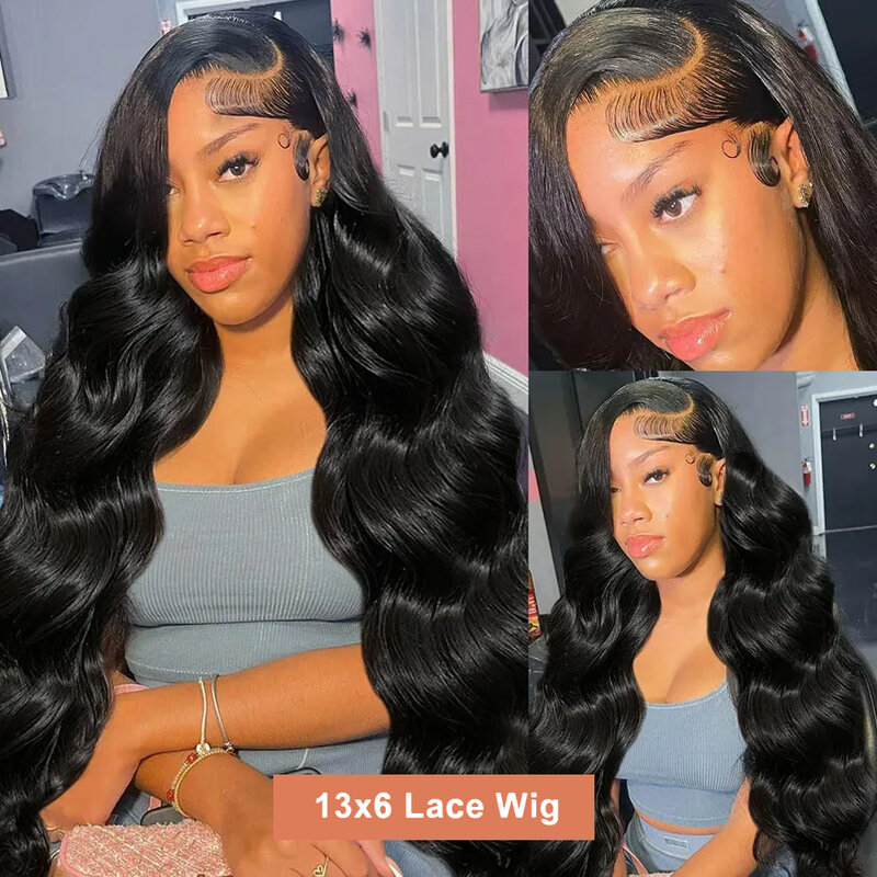 Perruque Lace Front Wig Body Wave Naturelle, Cheveux Humains, 13x6, 13x4, 30 38 Pouces, Pre-Plucked, HD, Haute Densité 300%, pour Femme