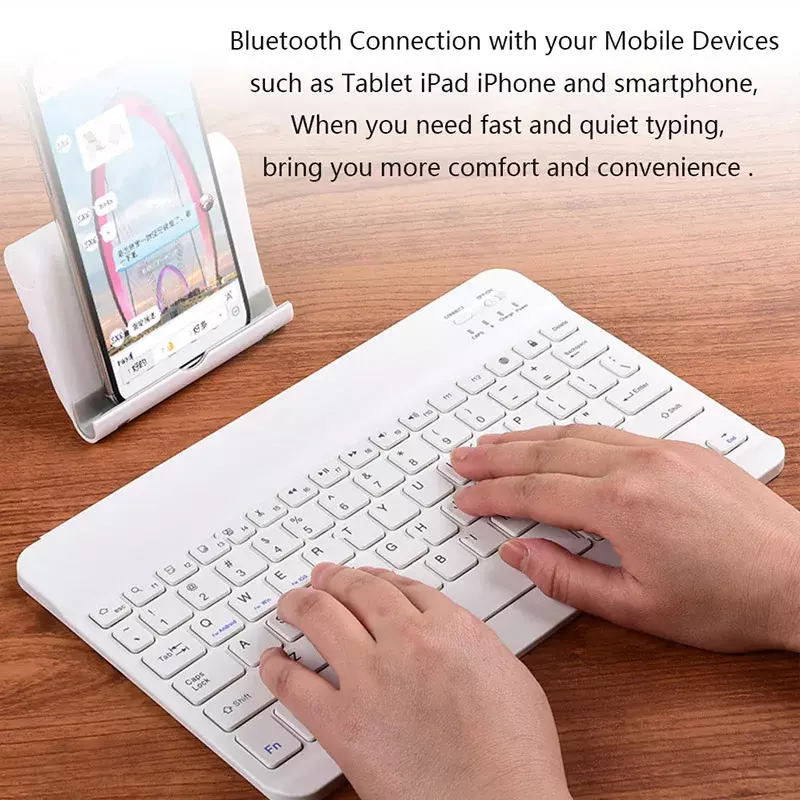 คีย์บอร์ดไร้สายสำหรับแท็บเล็ต Android iOS Windows คีย์บอร์ดบลูทูธแบบพกพาขนาดเล็กสำหรับ iPad โทรศัพท์10นิ้ว