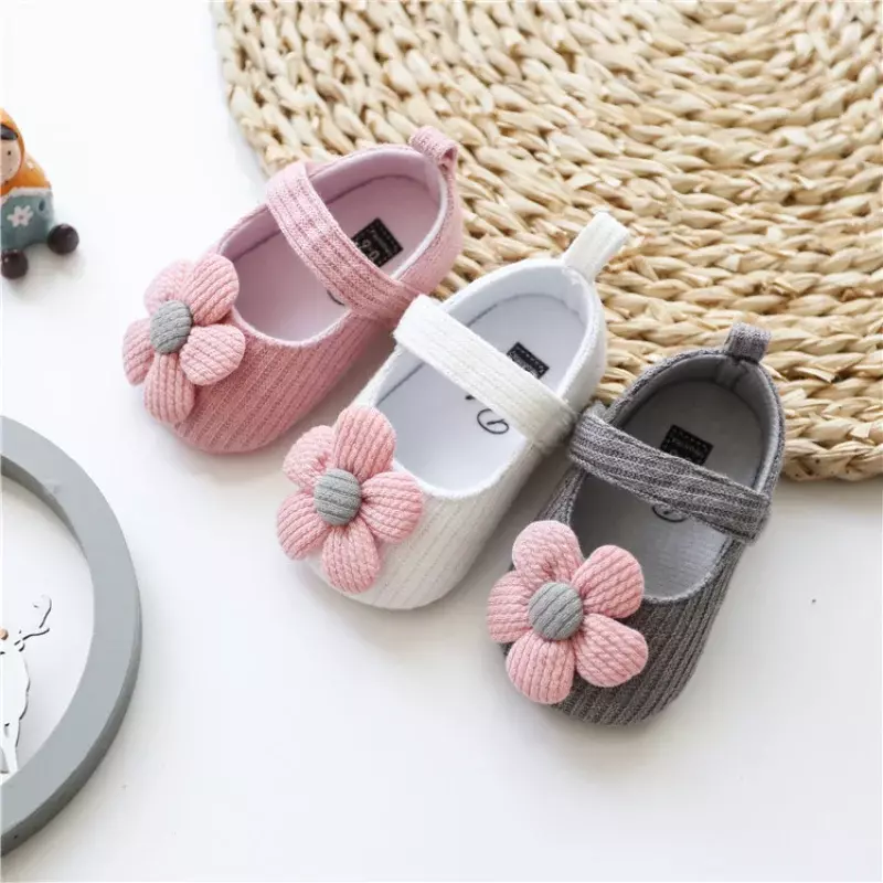 Zapatos de princesa de lana para bebé, calzado de suela suave, cómodo para caminar con flores, de 0 a 1 años
