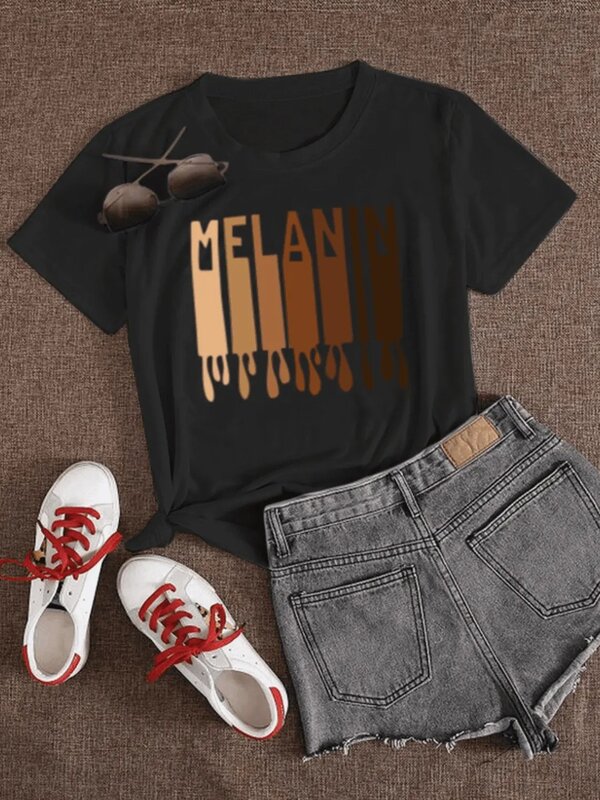 Женская футболка с принтом меланина, летняя футболка с коротким рукавом, уличная одежда в стиле Харадзюку, Женская винтажная одежда
