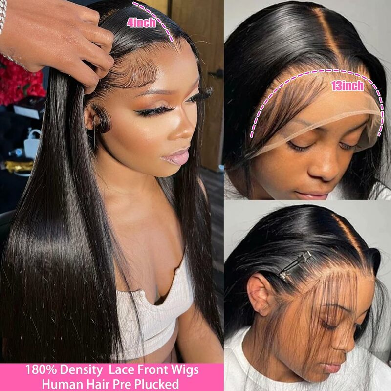 40 inches brazilian bone straight 13x6 hd transparent lace frontal wigs human hair 100% for women choice cheap on sale clearance
