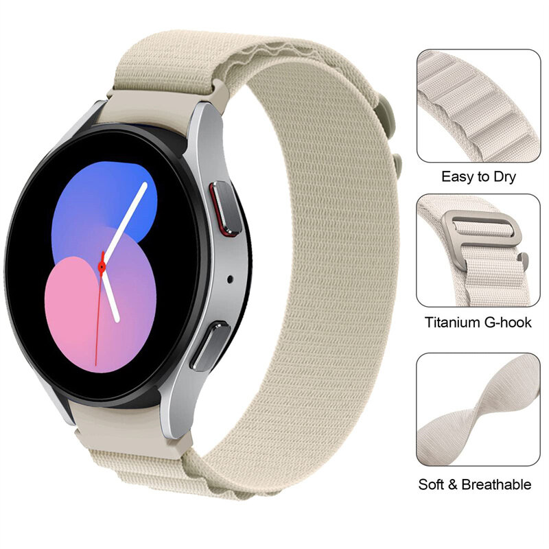 Alpine Loop para Samsung Galaxy Watch, Watch 6, 5 Pro, 4, 44mm, 40mm, Band Sport, G-Hook, Nylon, Sem Pulseira Gap, Watch6 Classic, 43mm, 47 milímetros
