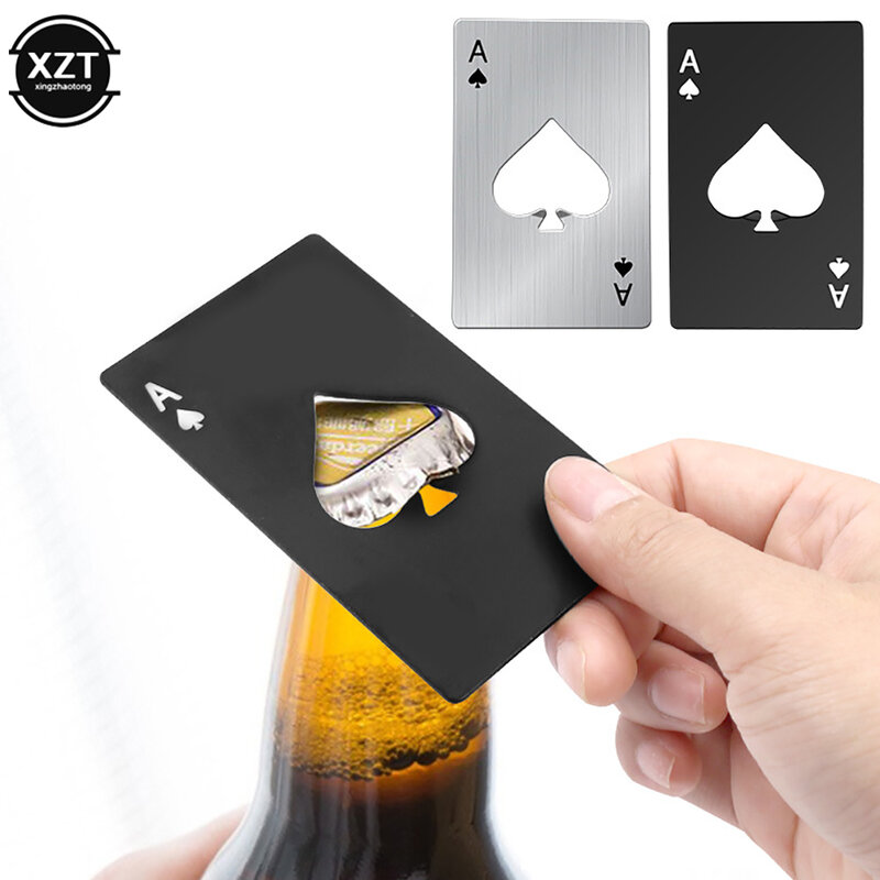 1pc cartão de poker abridores de garrafa cerveja portátil aço inoxidável saca-rolhas acessórios da cozinha cartão multiuso abridores de garrafa ferramentas
