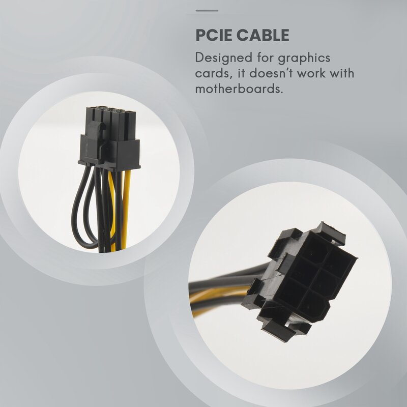 Câble d'alimentation PCIE 6 broches mâle vers 8 broches (6 + 2) mâle, adaptateur PCIe, rallonge PCI Express 12.5 amaran (lot de 4)