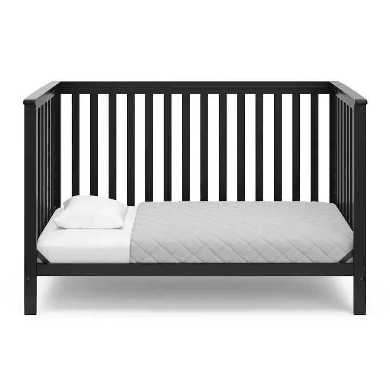 Storkcraft-cuna Convertible Hillcrest 4 en 1, color negro, se convierte en cama de día, cama para niños pequeños y cama de tamaño completo