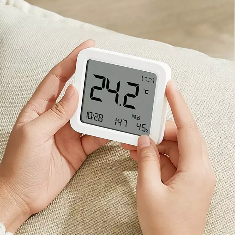 شاومى ميجيا ترمومتر ذكي لاسلكي بلوتوث ، شاشة LCD ، مقياس الرطوبة الرقمي الكهربائي ، وقت درجة الحرارة والرطوبة ، التاريخ ، 3