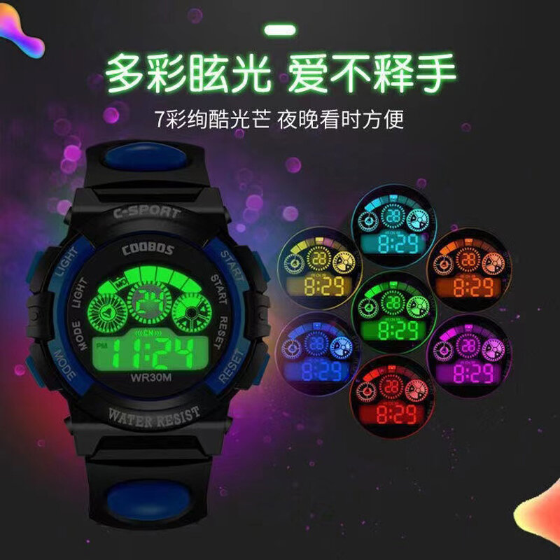 Elektronisch Horloge Voor Jongens Meisjes Kinderen Lichtgevende Wijzerplaat Militaire Sport Horloges Voor Kinderen Waterdicht Multifunctioneel Digitaal Horloge