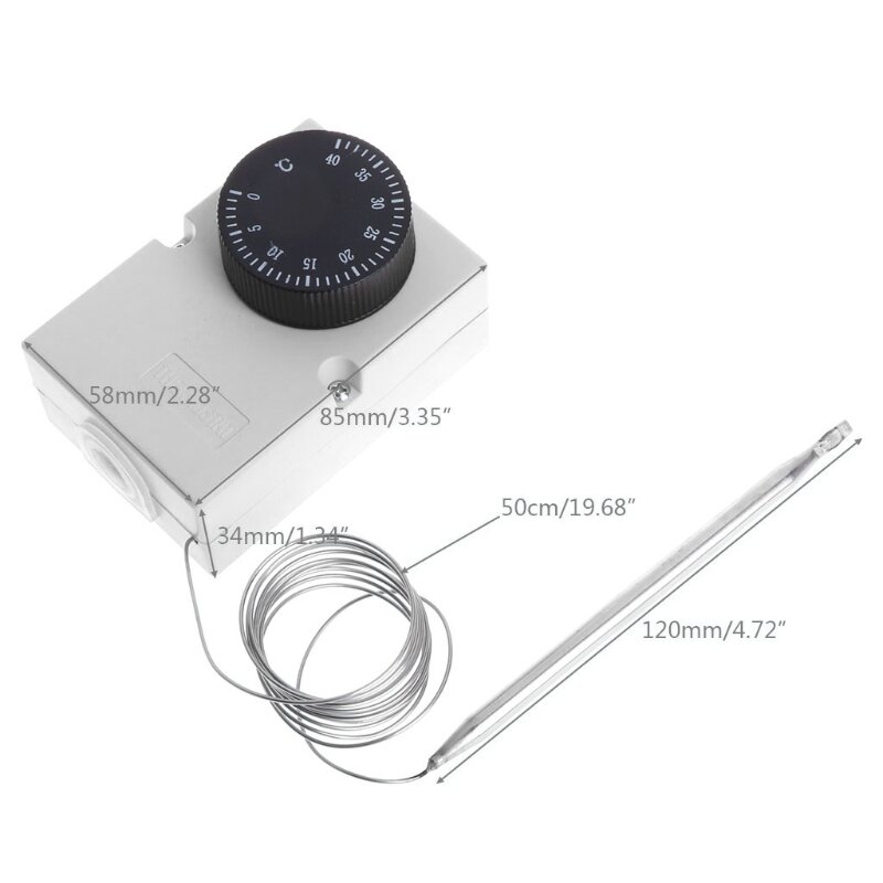Controlador termostato sonda 120mm/4,72 interruptor temperatura plástico AC220V 0-40 ℃, ajuste fácil para