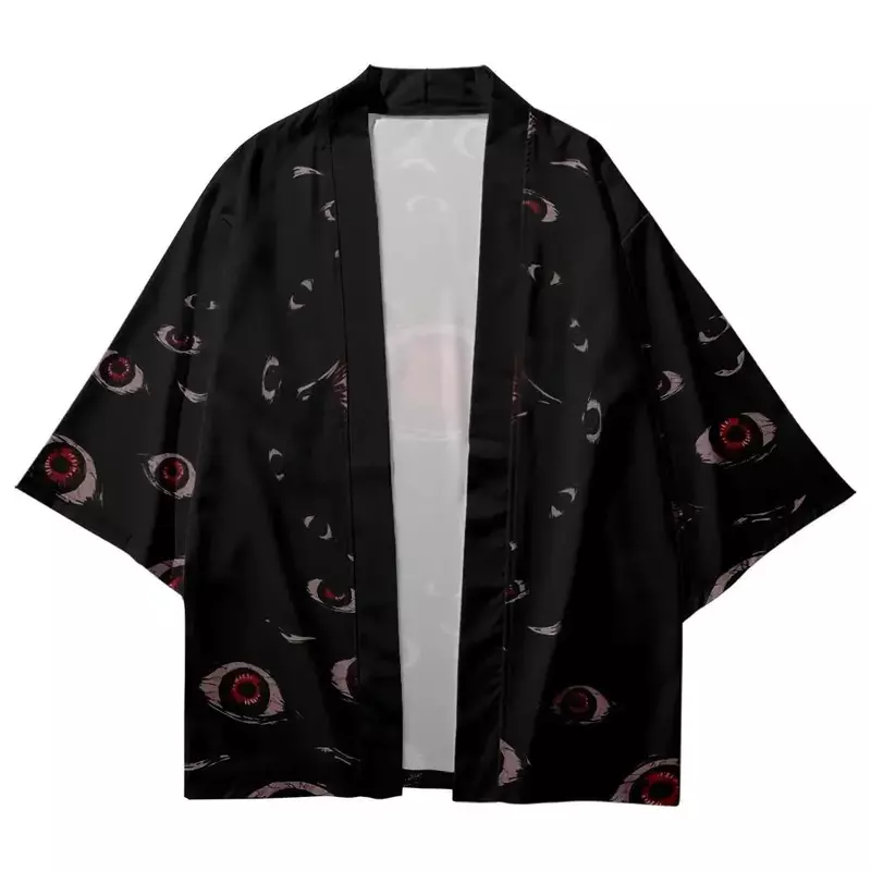 Nowy projekt oko drukuj tradycyjne Kimono 2023 styl japoński kobiety mężczyźni Streetwear sweter plażowy moda Cosplay Haori koszule Top