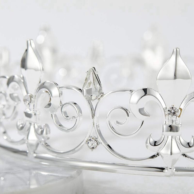 Coroa Real Rei para Homens, Príncipe de Metal Coroas e Tiaras, Chapéus de Festa de Aniversário redondos, Acessórios Medievais, Prateado, 2 peças