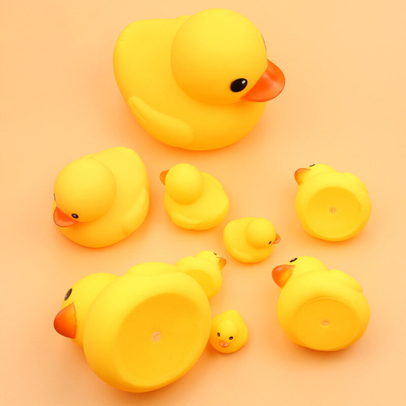 Cute Duck Baby rattle Bath toys Squeeze animal Rubber toy duck BB Bathing water toy Race Squeaky Rubber yellow Duck Classic Toys