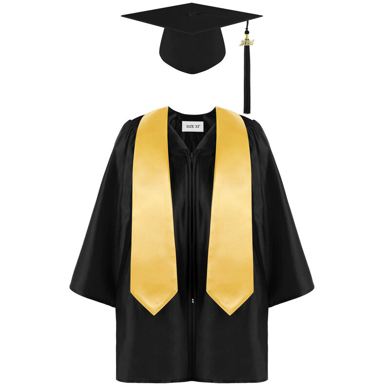 Kids Girls Boys Preschool Kindergarten Graduation Gown Cap Uniform Set With 2024 Badge Tassel Graduation Sash For Child Size