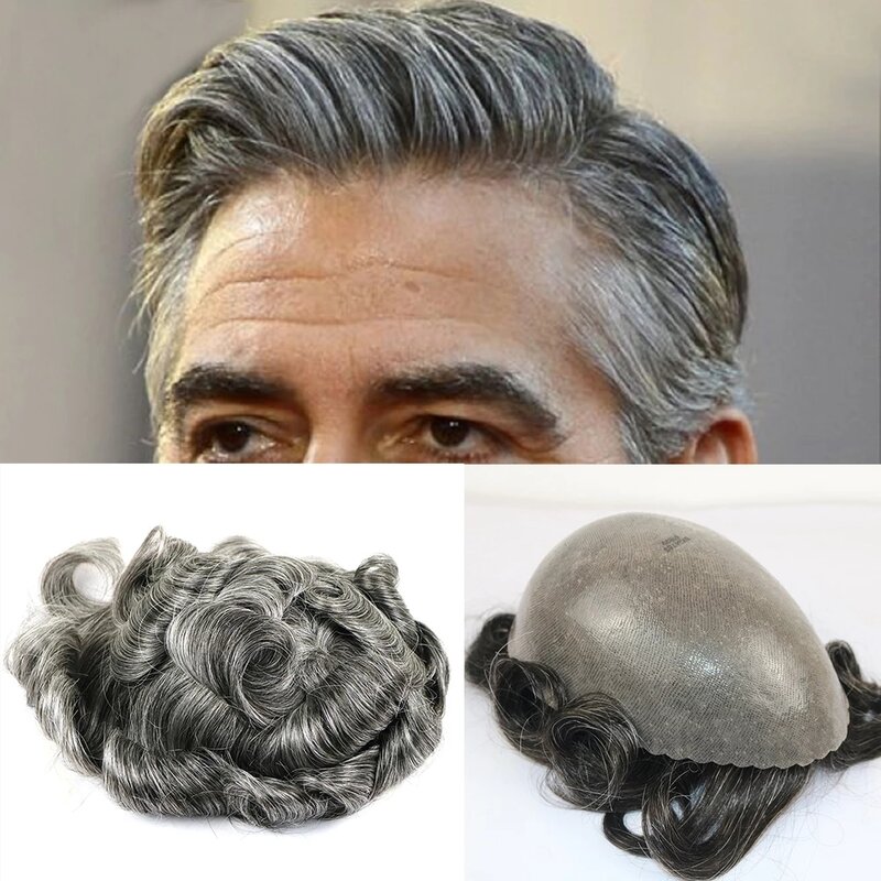Men Toupee Natural Hairline 0.08mm Vlooped PU Base  Super Durable Undetectable Man Human Hairpieces System Prosthesis Capillary