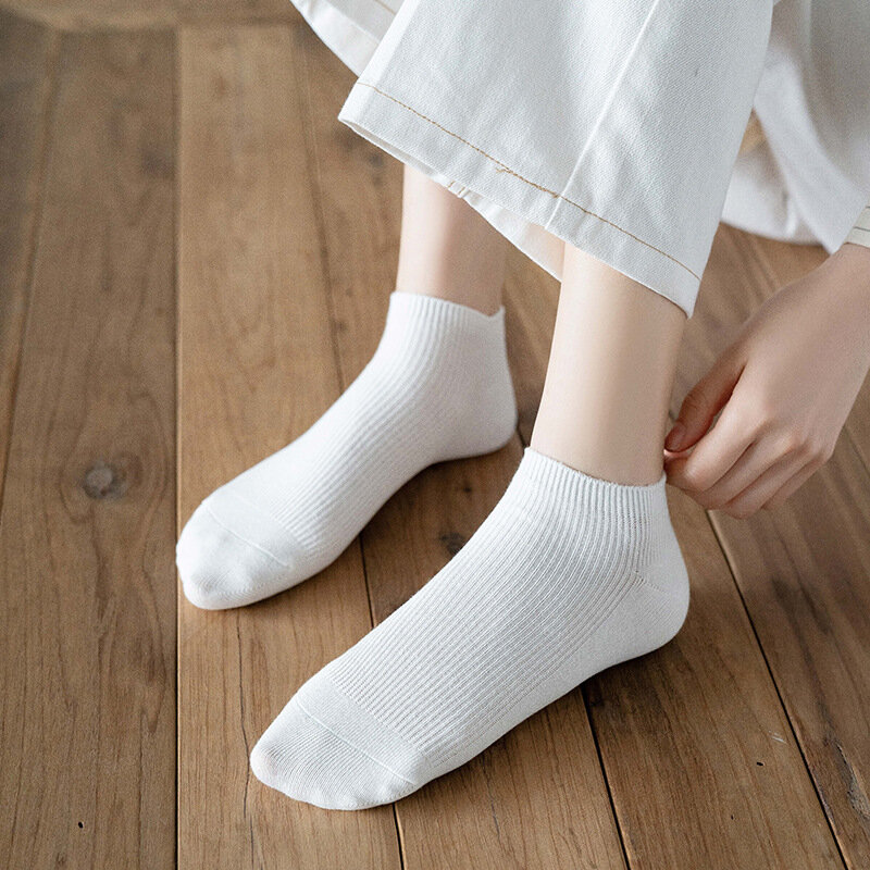 ถุงเท้าเรือสำหรับของผู้หญิงที่มีคุณภาพสูงใหม่2024 5/10คู่ถุงเท้าผ้าคอตตอนสำหรับผู้หญิงปากตื้นถุงเท้าตาข่ายสั้นแฟชั่นระบายอากาศได้