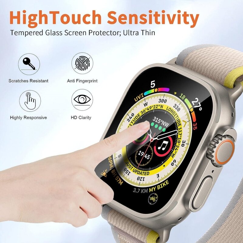 HD Tempered Glass Film For Apple Watch Series Ultra 49mm With Alignment Tool Easy Install Screen Protector For iWatch Ultra 2