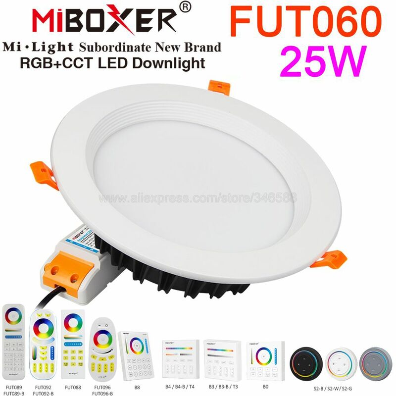 MiBoxer 2.4G Smart Downlight AC 110V 220V 6W 9W 12W 15W 18W 25W RGBCCT Lampu Langit-langit LED Remote Nirkabel & WiFi Aplikasi Kontrol Suara