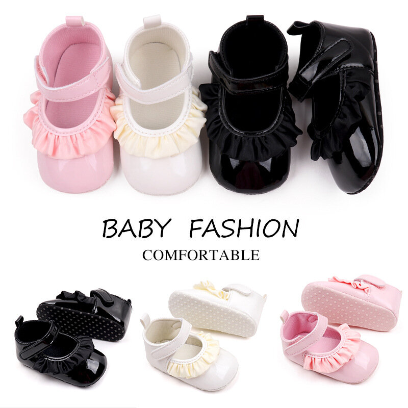 Обувь для новорожденных девочек 0-18 месяцев обувь из искусственной кожи для малышей Мягкая нескользящая подошва обувь для маленьких принцесс обувь для первых шагов детская обувь