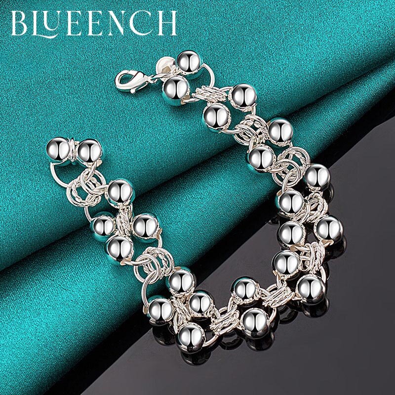 Blueench-pulsera de cuentas de bola de la buena suerte para mujer y hombre, de Plata de Ley 925, regalos de fiesta, joyería de moda para pareja