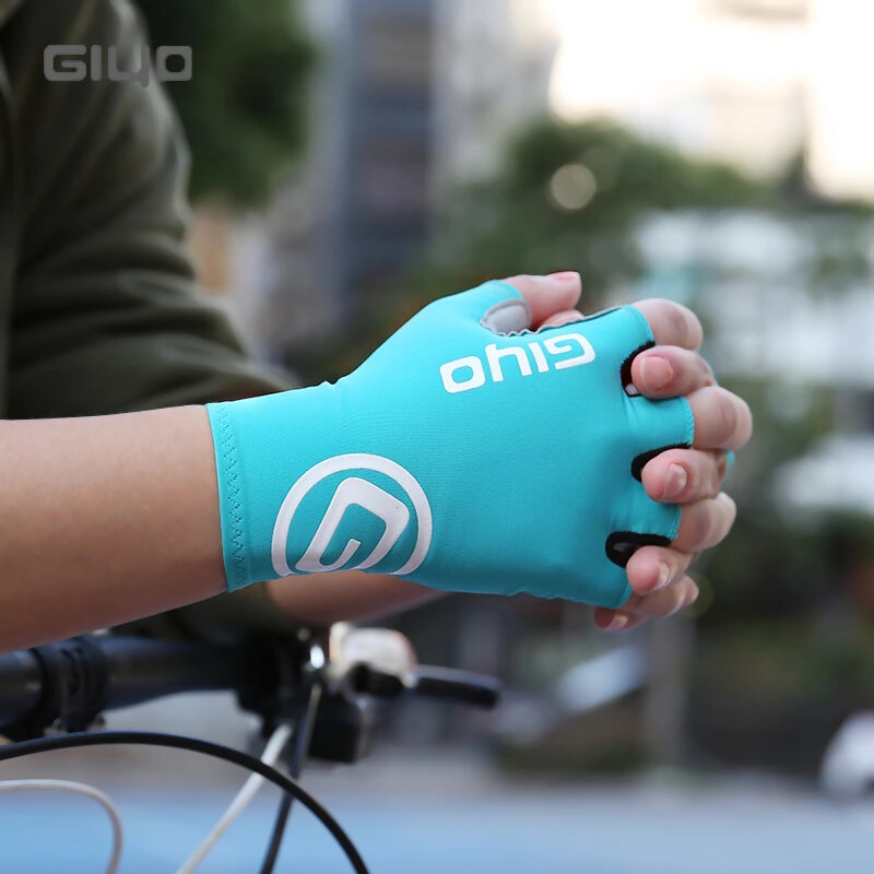 Giyo-guantes de medio dedo para hombre, manoplas antideslizantes de tela de licra, sin dedos, para ciclismo de montaña y carretera, Verano