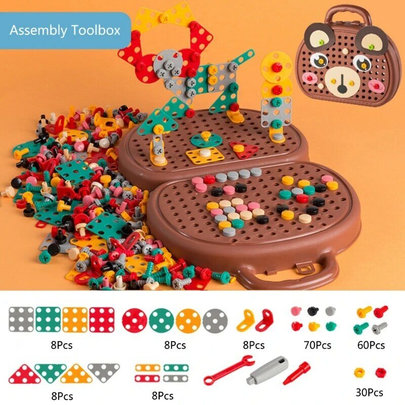 2024 New DIY Workbench Toolbox Toy Educational Toy Puzzle Brain Developmental Pegged Board Desk Toy Busyboard Toy for Toddlers