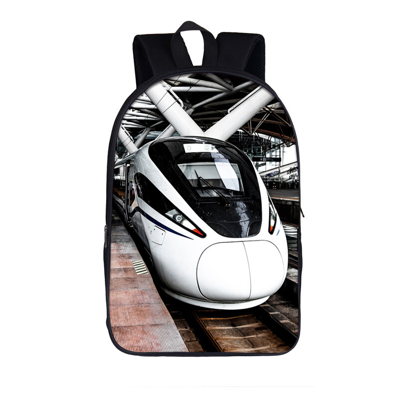 Mochila de impressão de trem ferroviário de alta velocidade Mochilas casuais para adolescentes meninos e meninas, sacos escolares infantis, bolsa para laptop para homens e mulheres