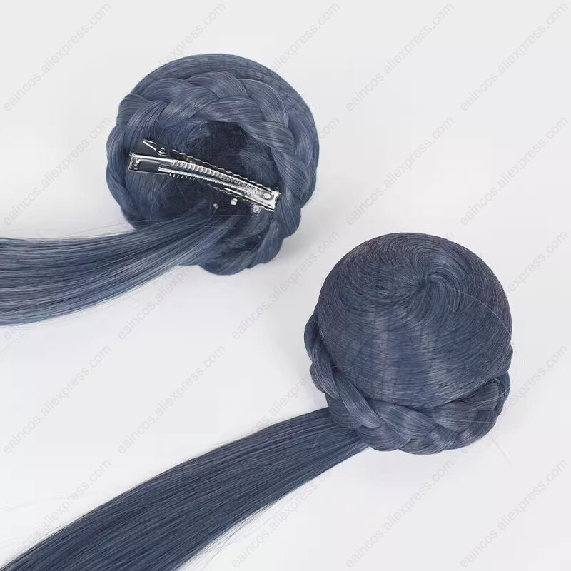 Kisaki-pelucas de Cosplay de 80cm de largo, cabellera sintética resistente al calor, color azul y gris