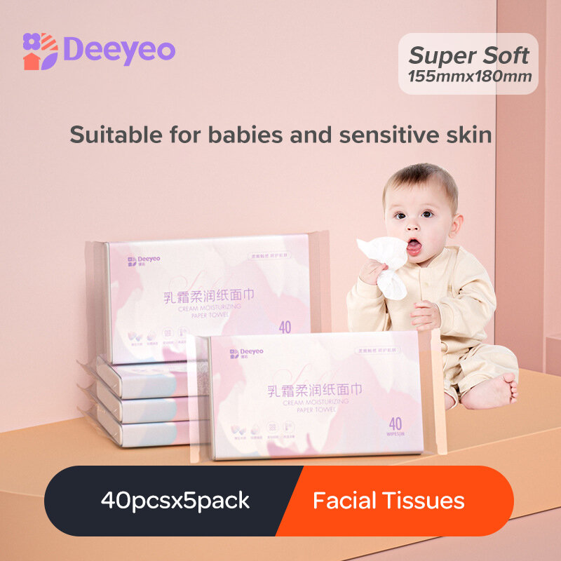 Deeyeo-Toallitas faciales lisas de 3 capas, Toallitas de papel seco, 100% algodón