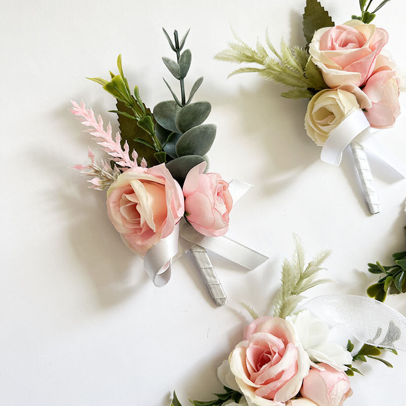 Розовая бутоньерка для жениха, свадебные аксессуары, булавка для корсажа, брошь, цветы, искусственные розы, булавка для жениха, цветок, украшение для выпускного вечера