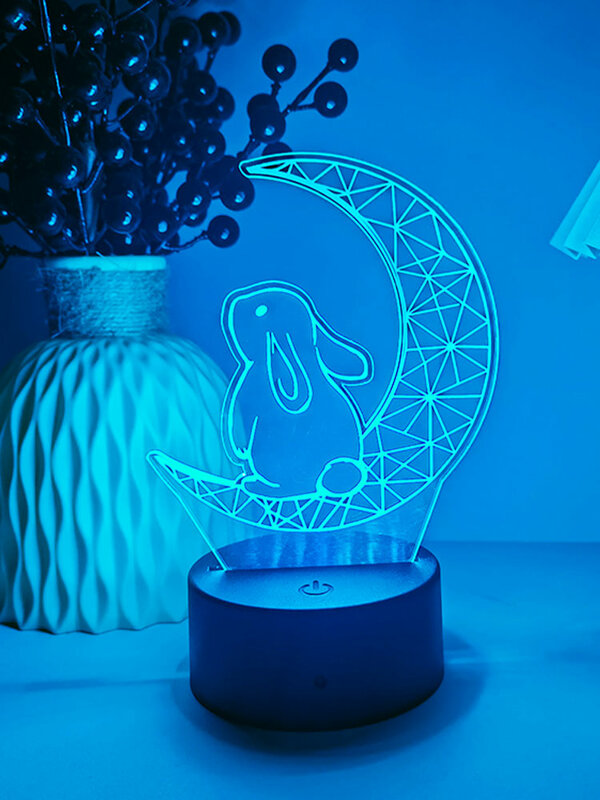아기 침실용 맞춤형 3D 야간 조명, 귀여운 토끼 아크릴 LED 야간 조명