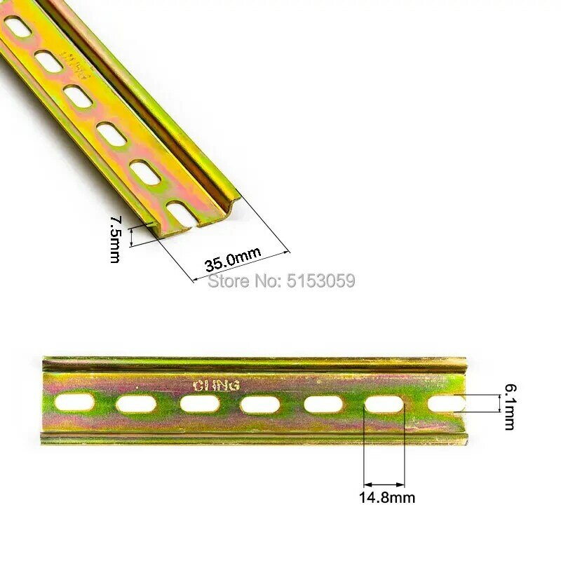 Universal tipo NS35 aço e alumínio DIN Rail terminais blocos, contator de relé, 35mm largura 7.5mm alta, C45 DZ47, CHFRPU