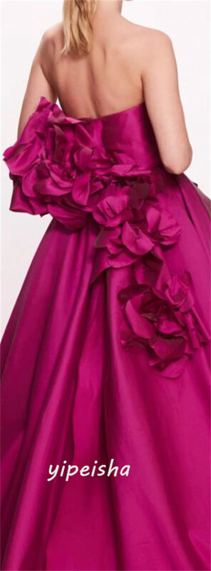 Платье для выпускного вечера Саудовская Аравия платье для выпускного вечера атласное цветочное ДРАПИРОВАННОЕ вечернее ТРАПЕЦИЕВИДНОЕ ПЛАТЬЕ с открытыми плечами на заказ платье до пола